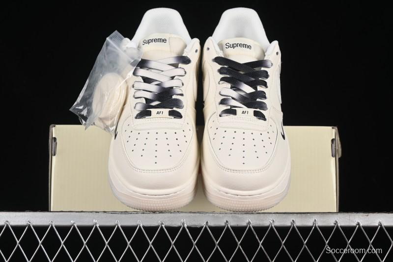 Nike Air Force 1 '07 Low Supreme Collaboration - White Black Two-Tone Low-Top Casual Sneakers - BB7577-217