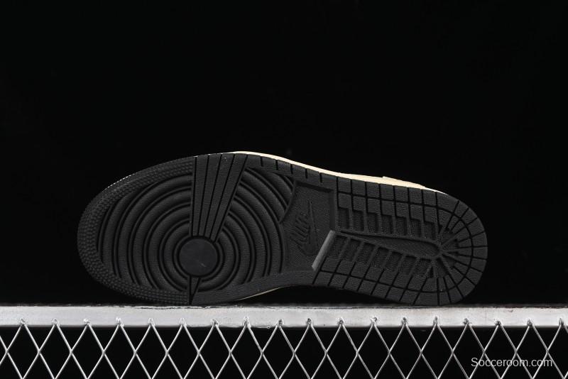 Nike Travis Scott x Fragment Design x Air Jordan 1 Low OG SP AJ1 Bape Collaboration - Crocodile Leather Black White Blue Low Top Casual Sneakers - XZ2828-001