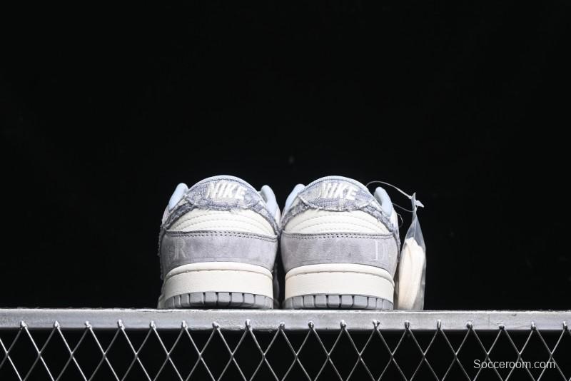 Nike SB Dunk Low Dior Stone Island Triple Collaboration Woven Grey Hook Anniversary High-End Custom Low-Top Casual Sneakers - DM6868-006