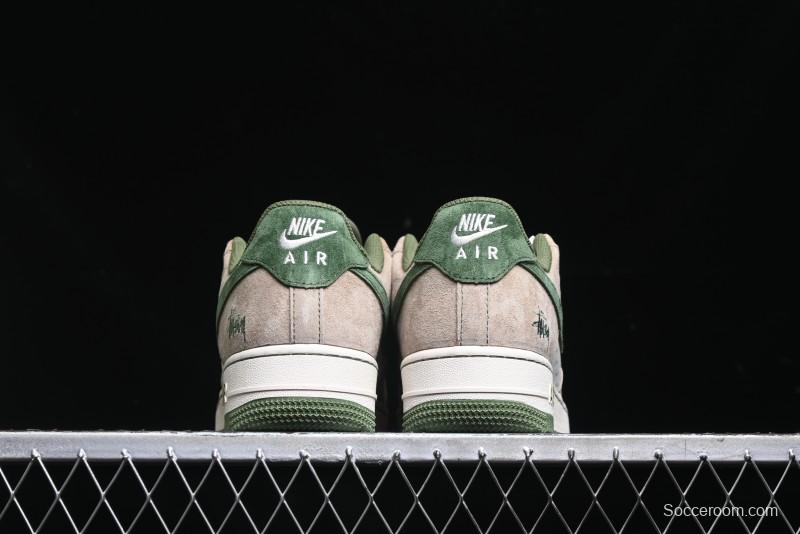 Nike Air Force 1 '07 Low Stussy Collaboration Light Brown Green Low-Top Casual Sneakers - XZ6188-666