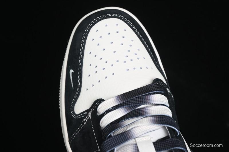 Nike Air Jordan 1 Low AJ1 Supreme Collaboration - Black White Two-Tone Retro Basketball Shoes - SJ9950-021