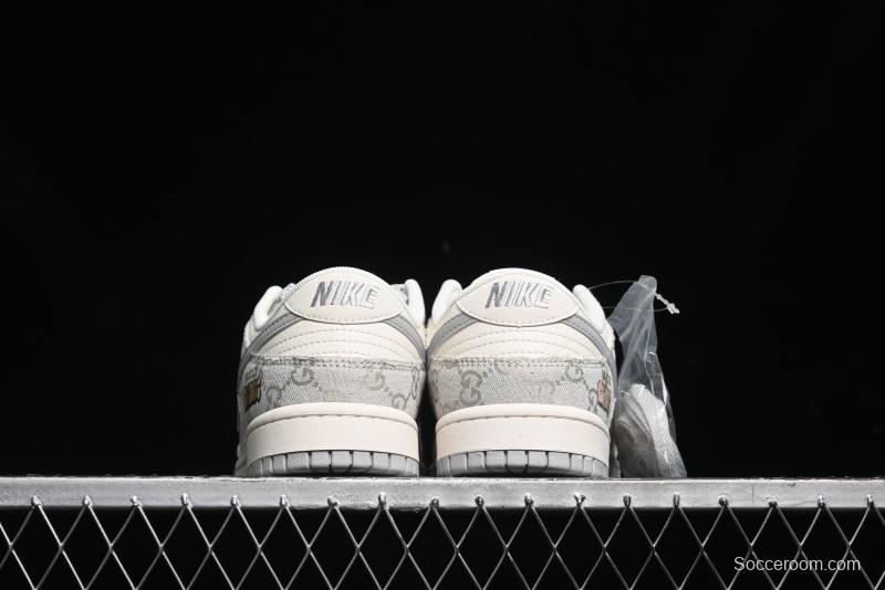 Nike SB Dunk Low Gucci Collaboration - Smoke Grey Sole Anniversary High-End Custom Low-Top Casual Skate Shoes - XX2025-802