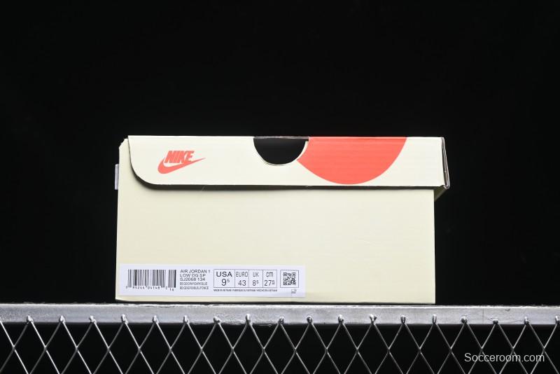 Nike Travis Scott x Fragment Design x Air Jordan 1 Low OG SP AJ1 Sneakers with Reverse Swoosh - SJ2068-134