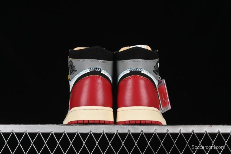 Nike Union x Air Jordan 1 Retro High Basketball Shoes with Chicago-Inspired Colorway - HV8563-600