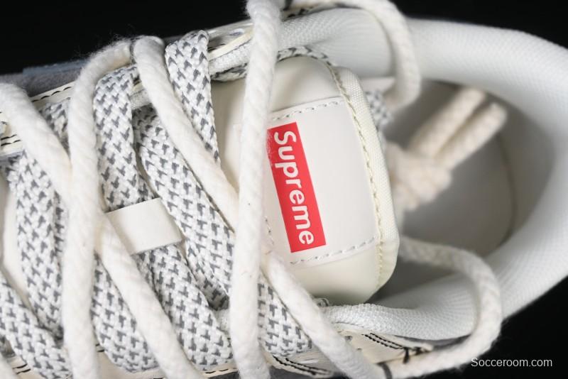 Nike SB Dunk Low Supreme Collaboration - Strap Light Gray Hook Anniversary High-End Custom Low-Top Casual Skate Shoes - YX5066-210