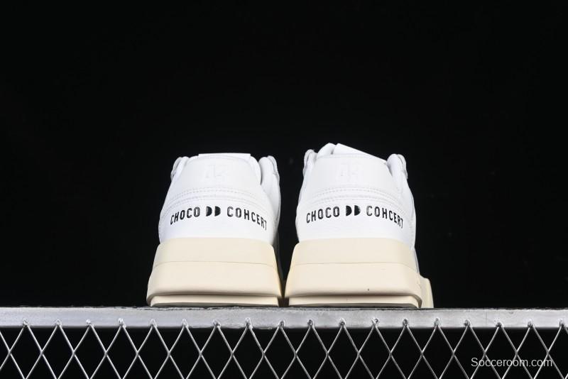 Choco Concert Leather Round Square Asymmetrical Fashion Sneakers White - AJE5