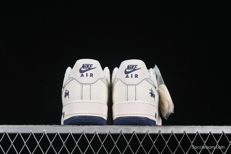 Nike Air Force 1 '07 Low Stussy Collaboration Grey Swoosh Casual Sneakers - HH7518-063