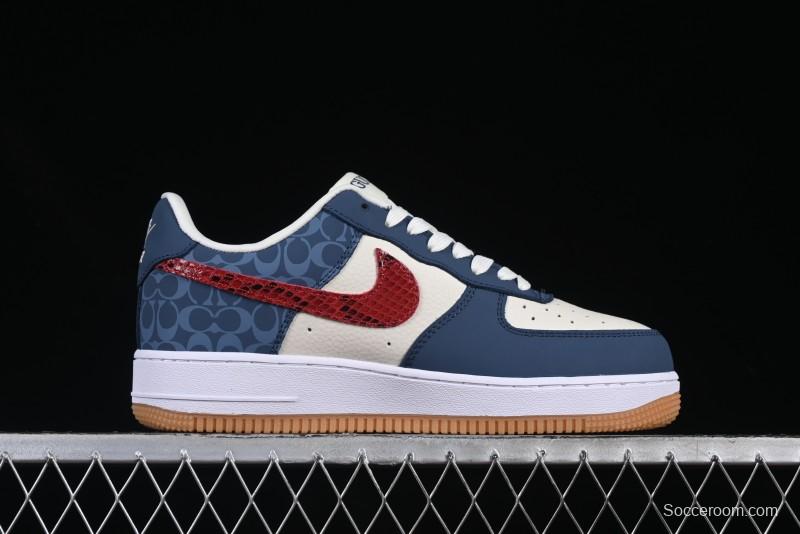 Nike Air Force 1 '07 Low Gucci Collaboration Snake Pattern Red Swoosh Casual Sneakers - DF0188-039