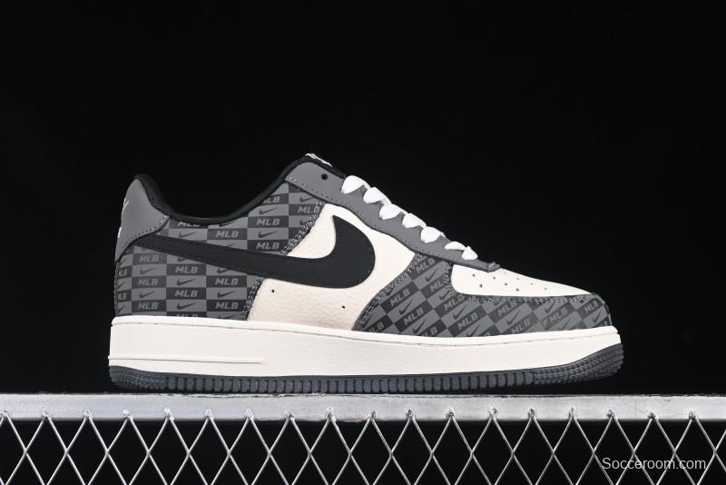 Nike Air Force 1 '07 Low MLB Collaboration Dark Checkered Beige Low-Top Casual Sneakers - DF0188-038