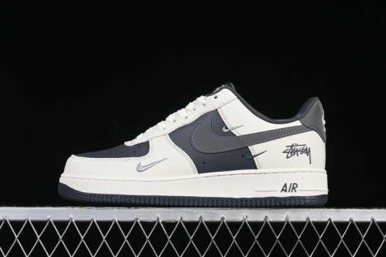 Nike Air Force 1 '07 Low Stussy Collaboration - Light Grey Triple Swoosh Low-Top Casual Sneakers - KK1988-037
