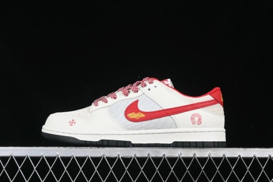 Nike SB Dunk Low Year of the Snake Limited Edition Auspicious Clouds Red Hook Anniversary Custom Low-Top Casual Skate Shoes - DJ2024-094