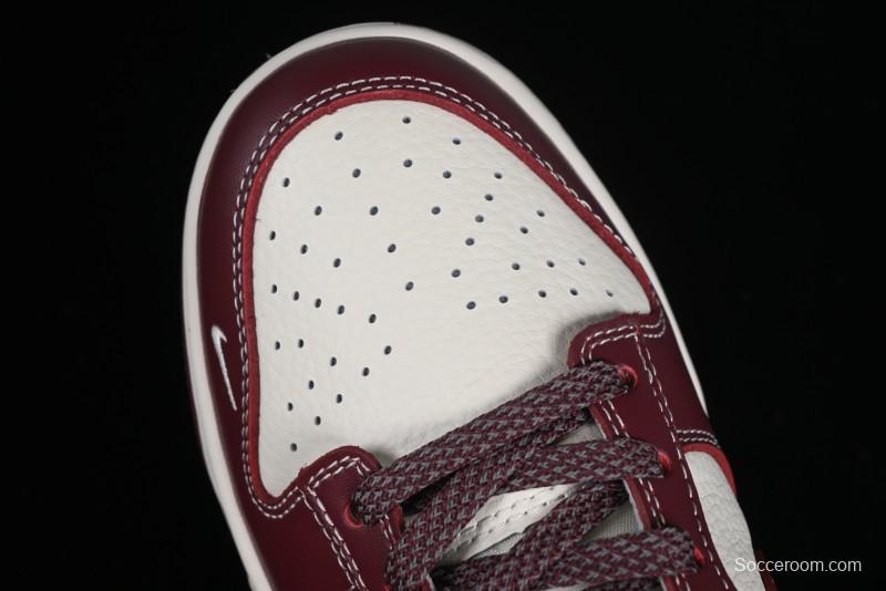 Nike SB Dunk Low Stussy Collaboration - Burgundy Starry Sky Anniversary High-End Custom Low-Top Casual Skate Shoes - BB9898-001