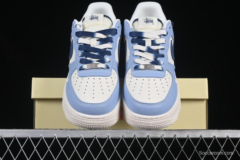Nike Air Force 1 '07 Low Stussy Collaboration Dual-Tone Sky Blue Low-Top Casual Sneakers - XS1958-516