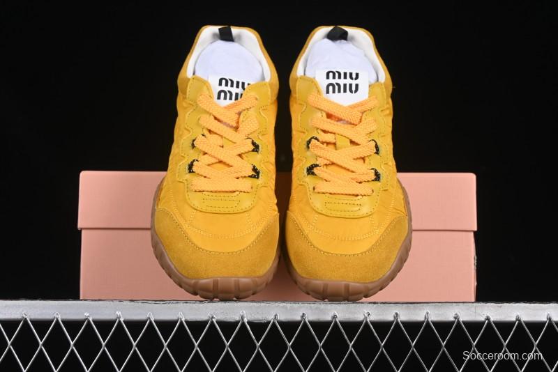 Miu Miu Suede Round Toe Lace-Up Women's Low-Top Casual Shoes - 99D4