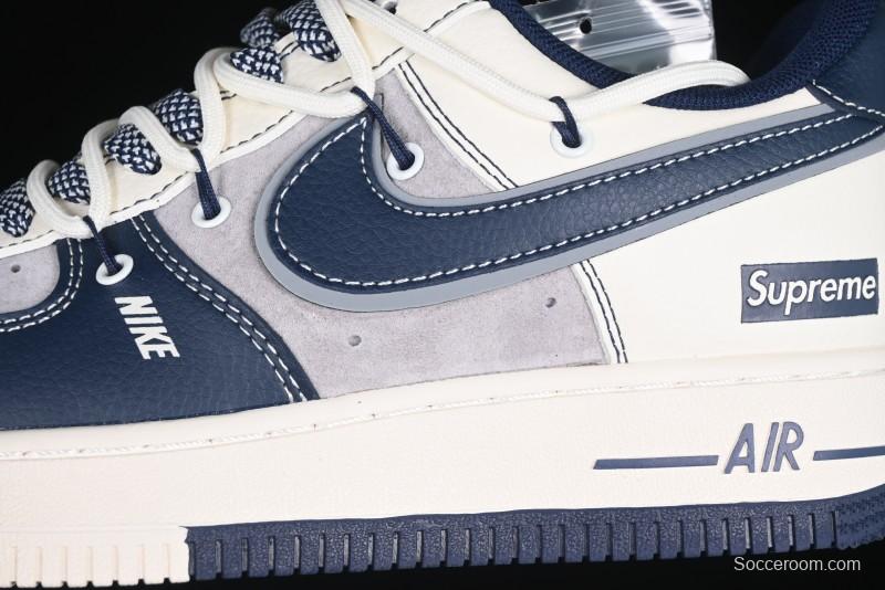 Nike Air Force 1 '07 Low Supreme Collaboration Beige Blue Low-Top Casual Sneakers - DM6688-018