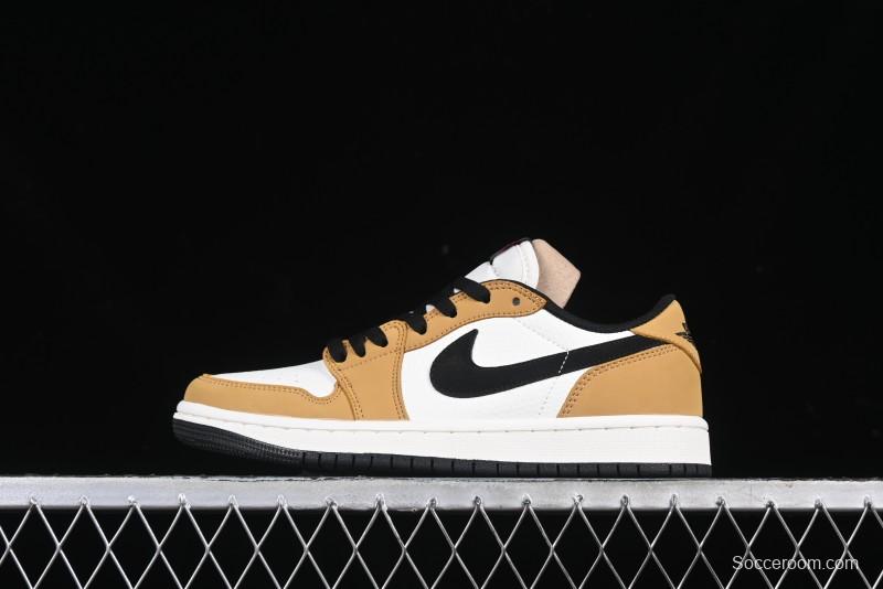 Nike Air Jordan 1 Low OG AJ1 White Yellow Black Swoosh Casual Sneakers - CZ0790-107