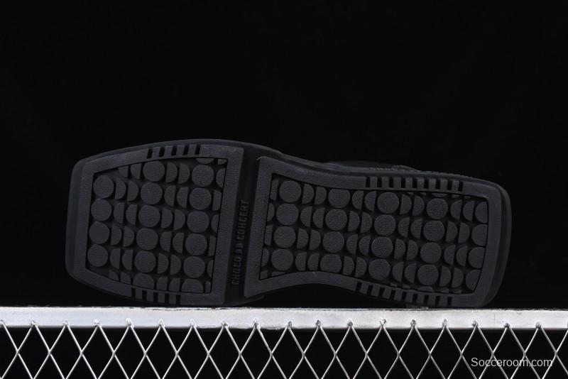 Choco Concert Leather Round Square Asymmetric Fashion Sneakers Black - AJE5