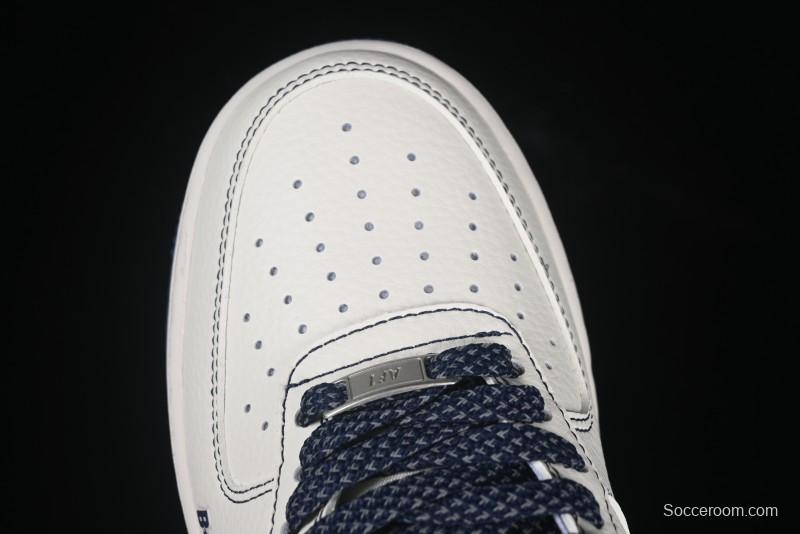 Nike Air Force 1 '07 Low Bape Collaboration Off-White Navy Blue Casual Sneakers - HH7518-066