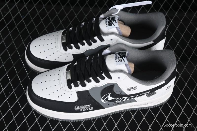 Nike Air Force 1 MVP "Rock Plan" Custom Edition - Black & White