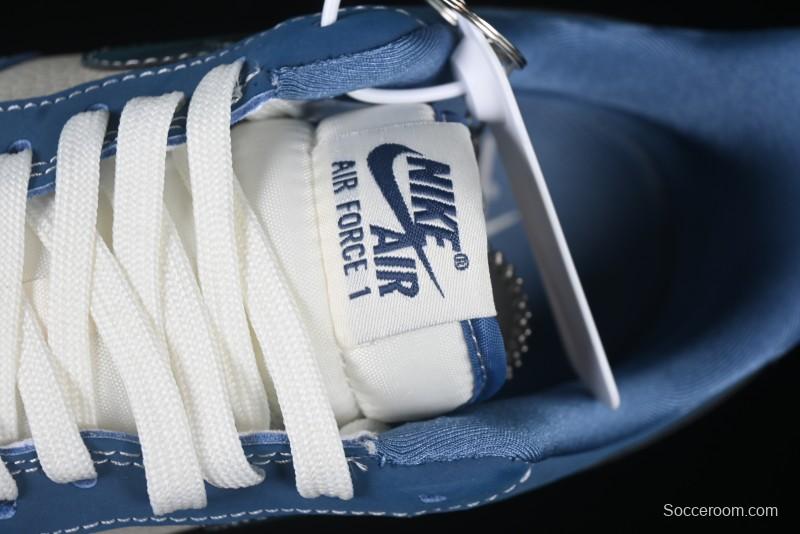 Nike Air Force 1 '07 Low Collaboration White Blue Ghost Face Casual Sneakers with Strap - KK1988-068