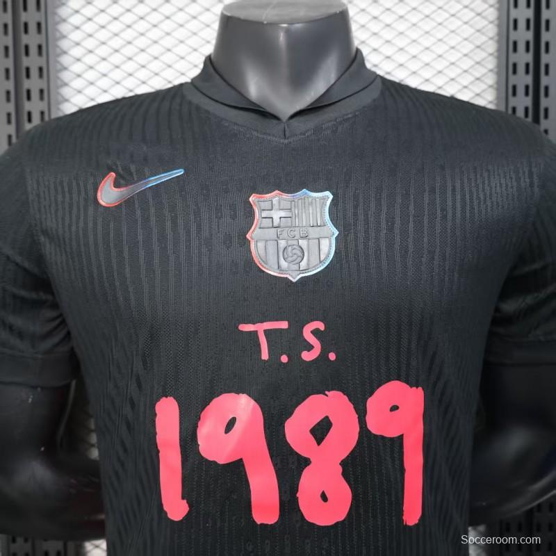 Player Version 25/26 FC Barcelona Black with Pink "T.S. 1989" Jersey