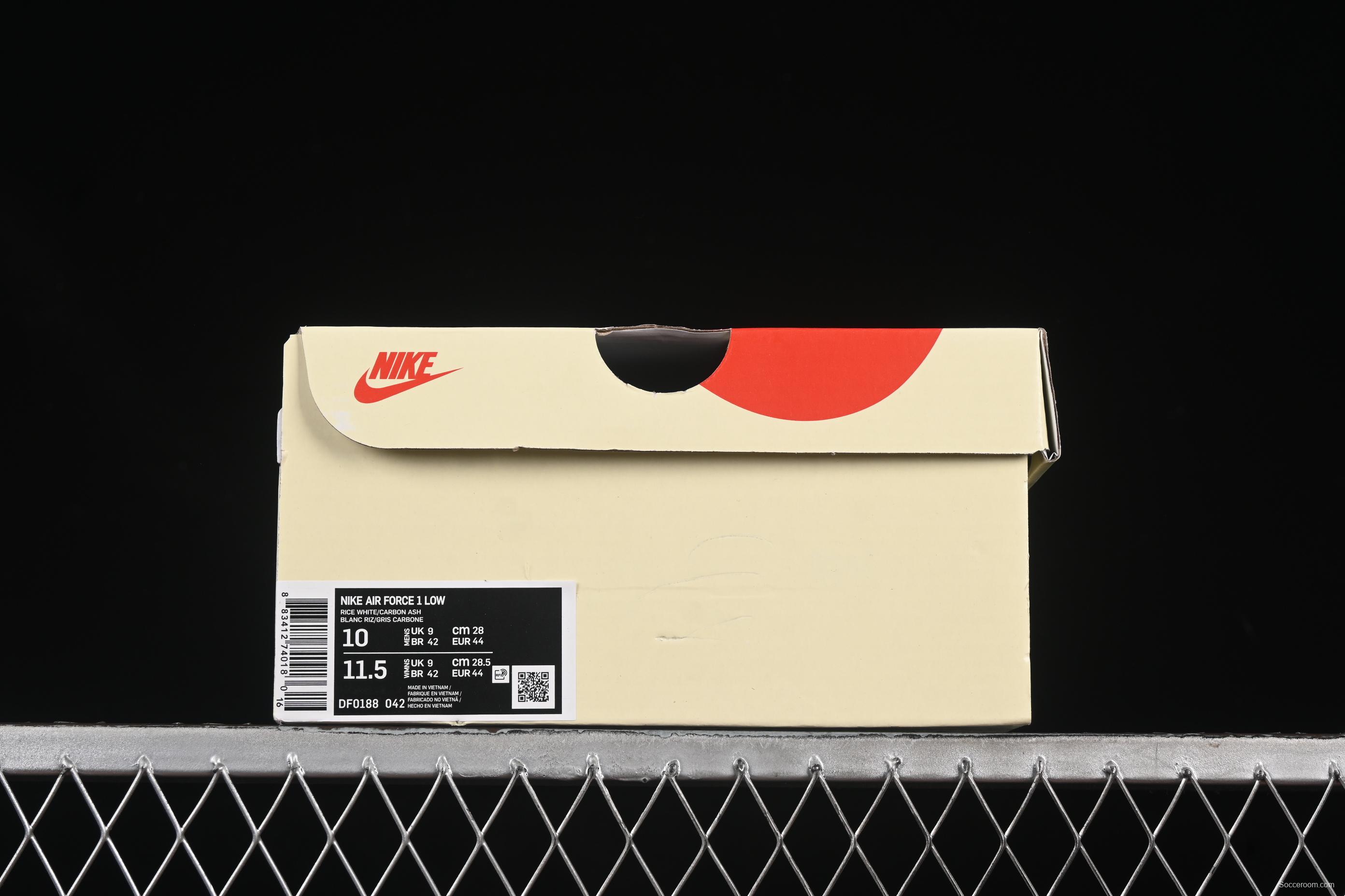 Nike Air Force 1 '07 Low Stussy Collaboration Beige Black Splatter Swoosh Casual Sneakers - DF0188-042