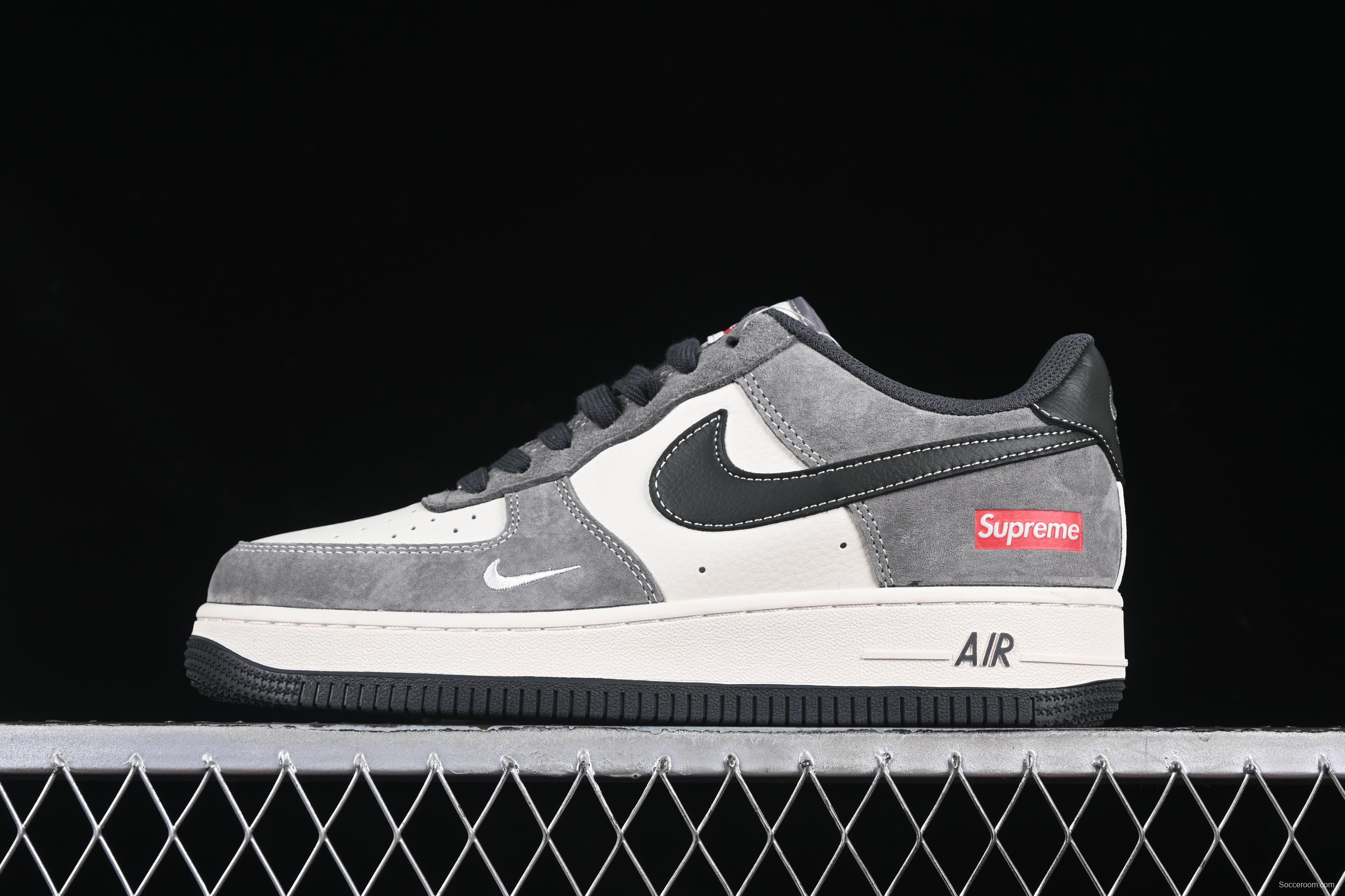 Nike Air Force 1 '07 Low Supreme Collaboration Black Grey Patchwork Casual Sneakers - XZ6188-792