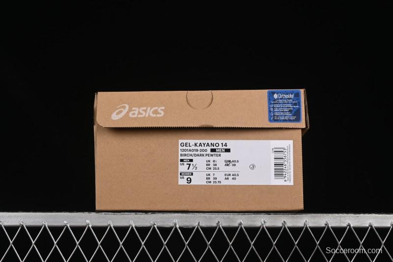 Asics Gel-Kayano 14 Running Shoes with Engineered Elastic Double-Layer Knit Upper and 3D Visible GEL Cushioning - 1201A019-200