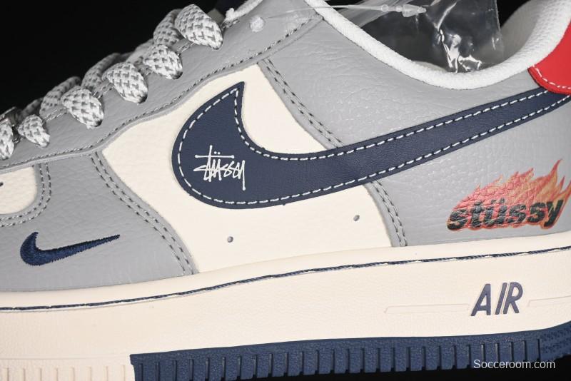 Nike Air Force 1 '07 Low Stussy Double Flame Casual Sneakers with Full-Length Air Cushion - XS1958-555