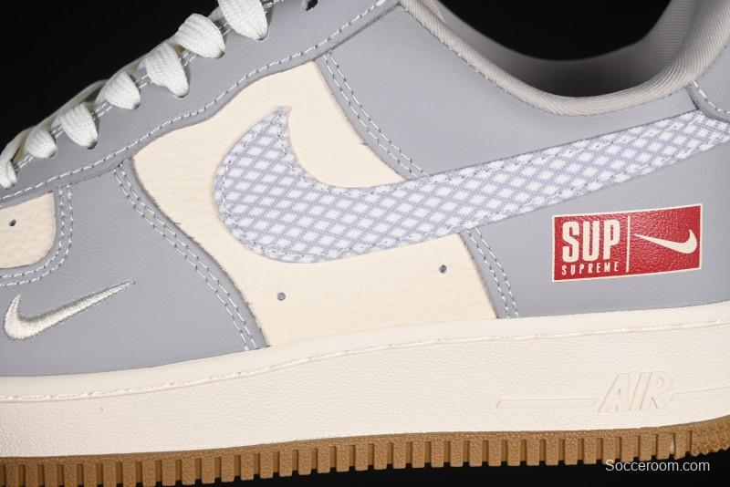 Nike Air Force 1 '07 Low Supreme Collaboration Light Grey Gum Casual Sneakers - KK1988-075