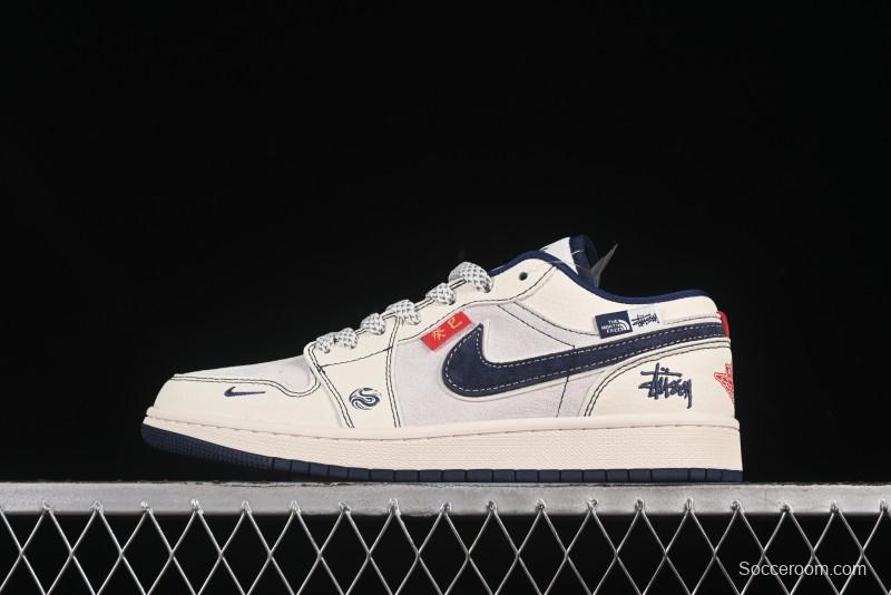 Nike Air Jordan 1 Low AJ1 Year of the Snake Limited Edition Blue Hook Woven Custom High-End Retro Basketball Shoes - YX5066-316