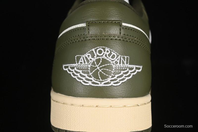 Nike Air Jordan 1 Low AJ1 Military Green White Casual Lifestyle Sneakers - DC0774-122
