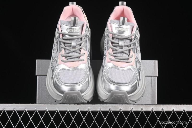 GG-CC 25ss New Platform Chunky Sneakers with 7CM Height Increase and Irregular Design - 668-2 Silver