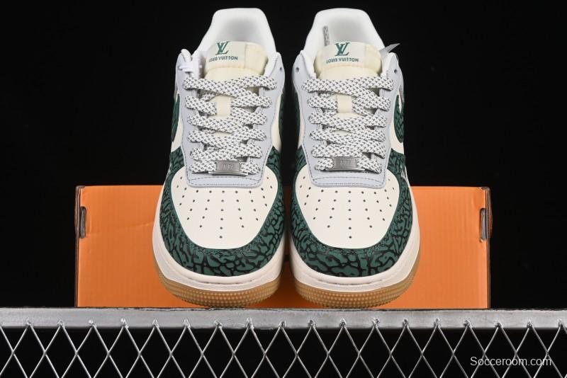 Nike Air Force 1 '07 Low LV Collaboration Green Stone Grain Gum Sole Casual Sneakers - ZH2598-306