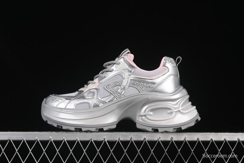 GG-CC 25ss New Platform Chunky Sneakers with 7CM Height Increase and Irregular Design - 668-2 Silver