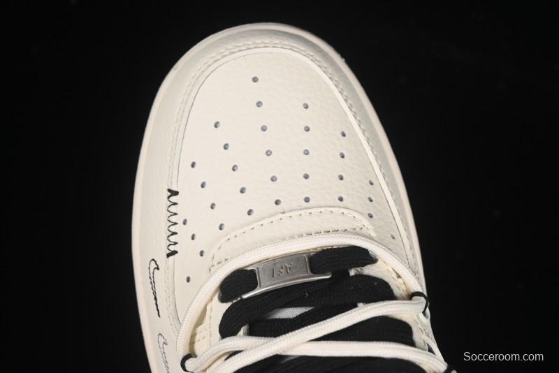 Nike Air Force 1 '07 Low Stussy Collaboration Black Diamond Lace-Up Casual Sneakers - DM6868-073