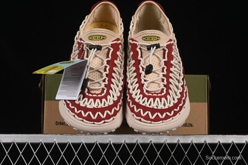 Keen Uneek Flat-M Woven Elastic Strap Outdoor Water Sports Sandals - 1014097 RED