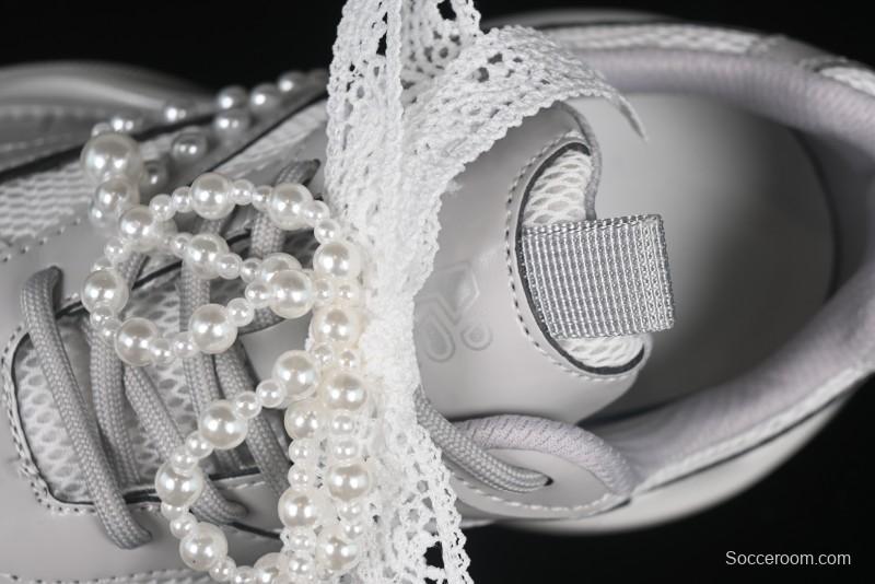 GG-CC Lace Pearl Chain Casual Platform Dad Shoes - 250310 Silver