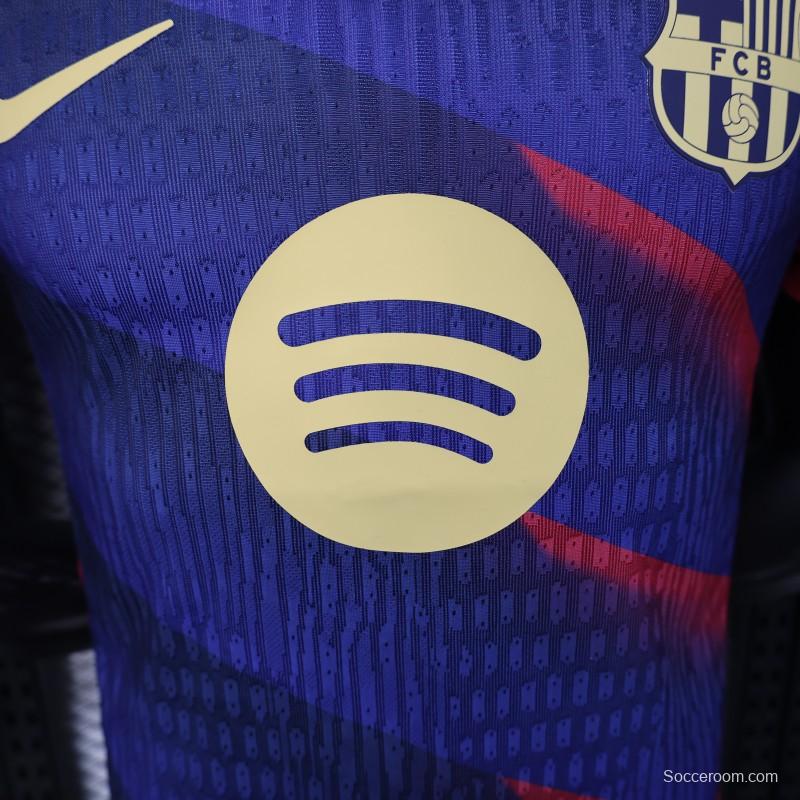 Player Version 25/26 FC Barcelona Blue with Red Diagonal Stripes Jersey