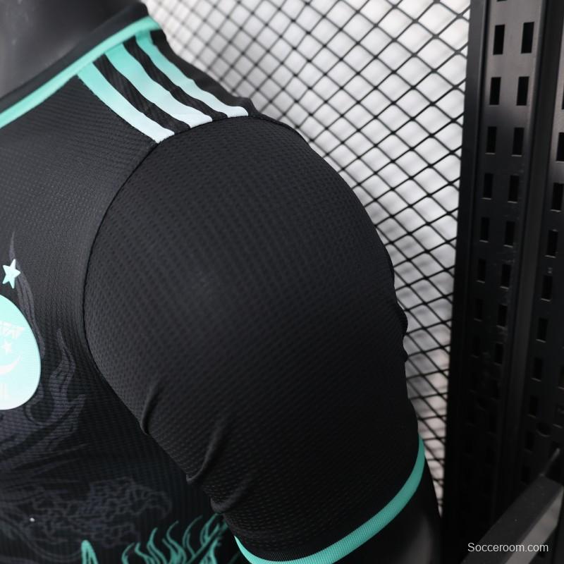 Player Version 2025 Algeria Black with Mint Green Dragon Pattern Jersey