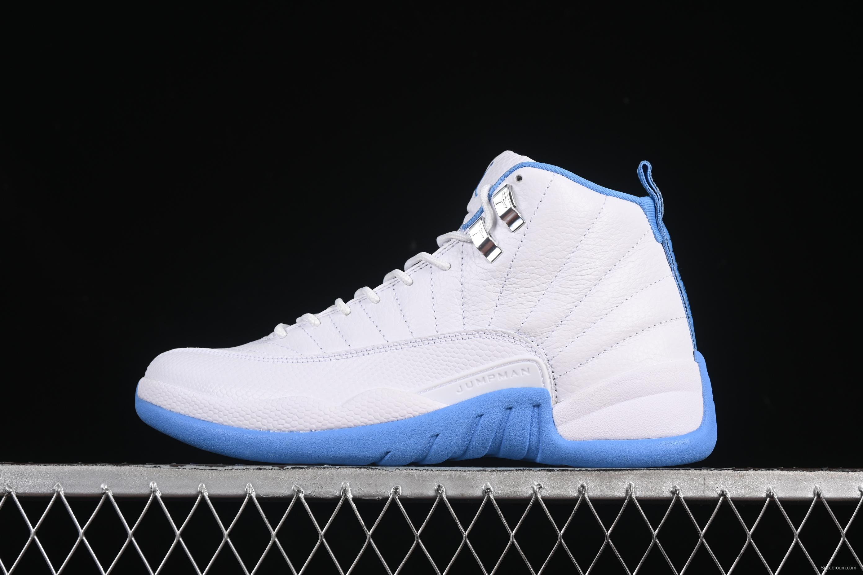 Nike Air Jordan 12 Retro Basketball Shoes in White University Blue - CT8013-112