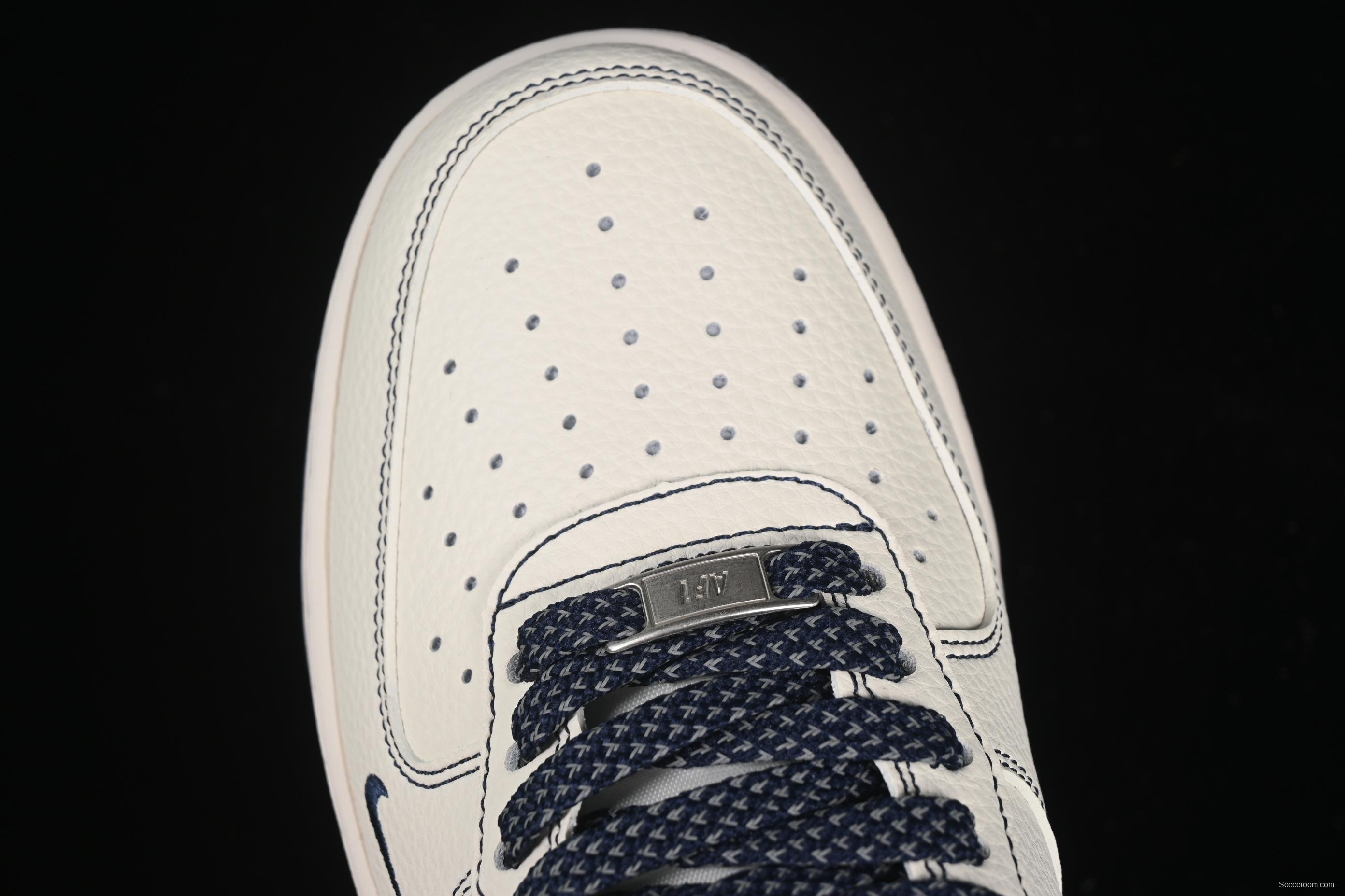 Nike Air Force 1 '07 Low Stussy Collaboration Dark Blue Mini Swoosh Casual Sneakers - HH7518-061