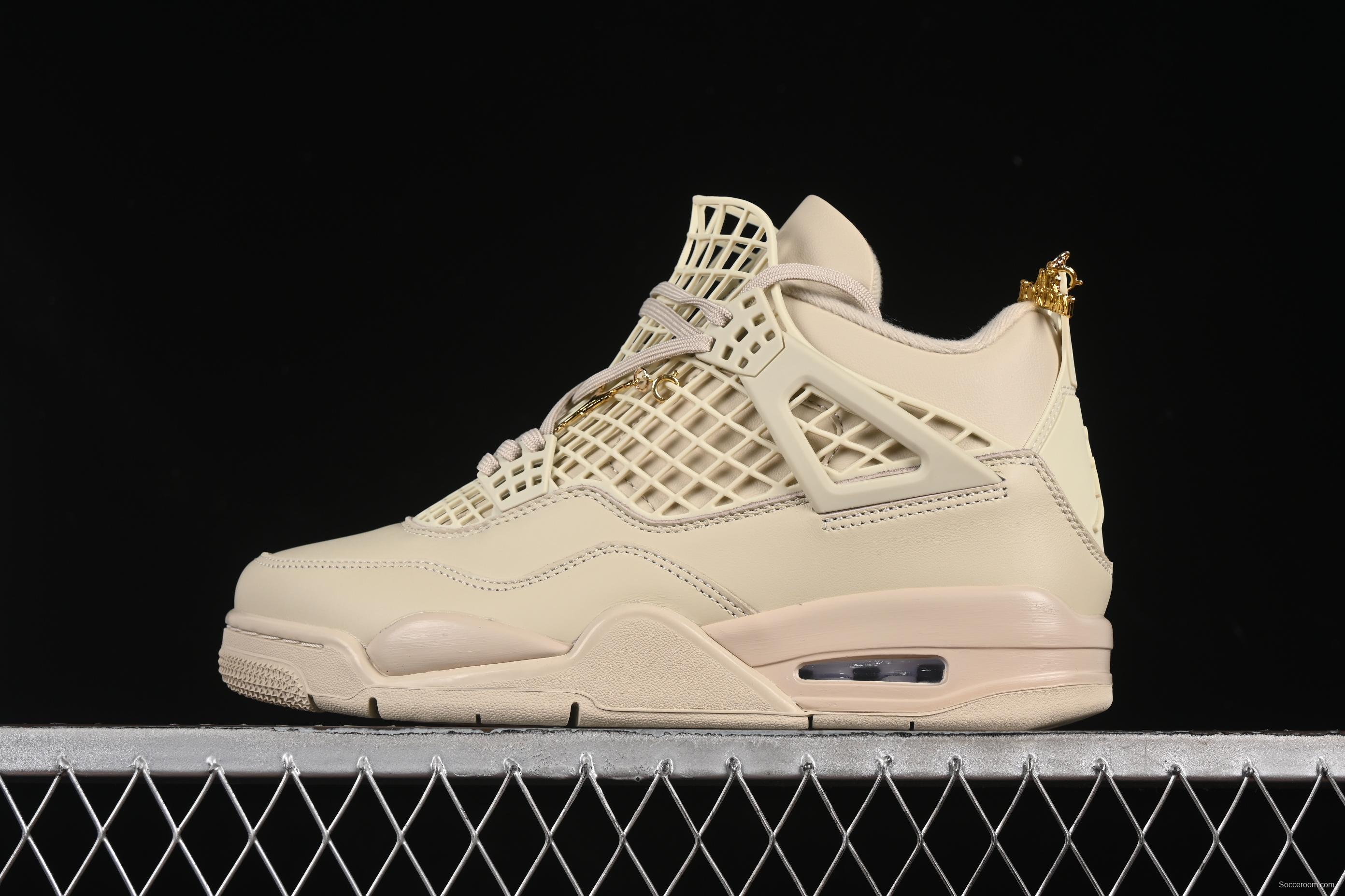 Nike Air Jordan 4 Retro Basketball Shoes in Rattan with NET Design - FN7251-200