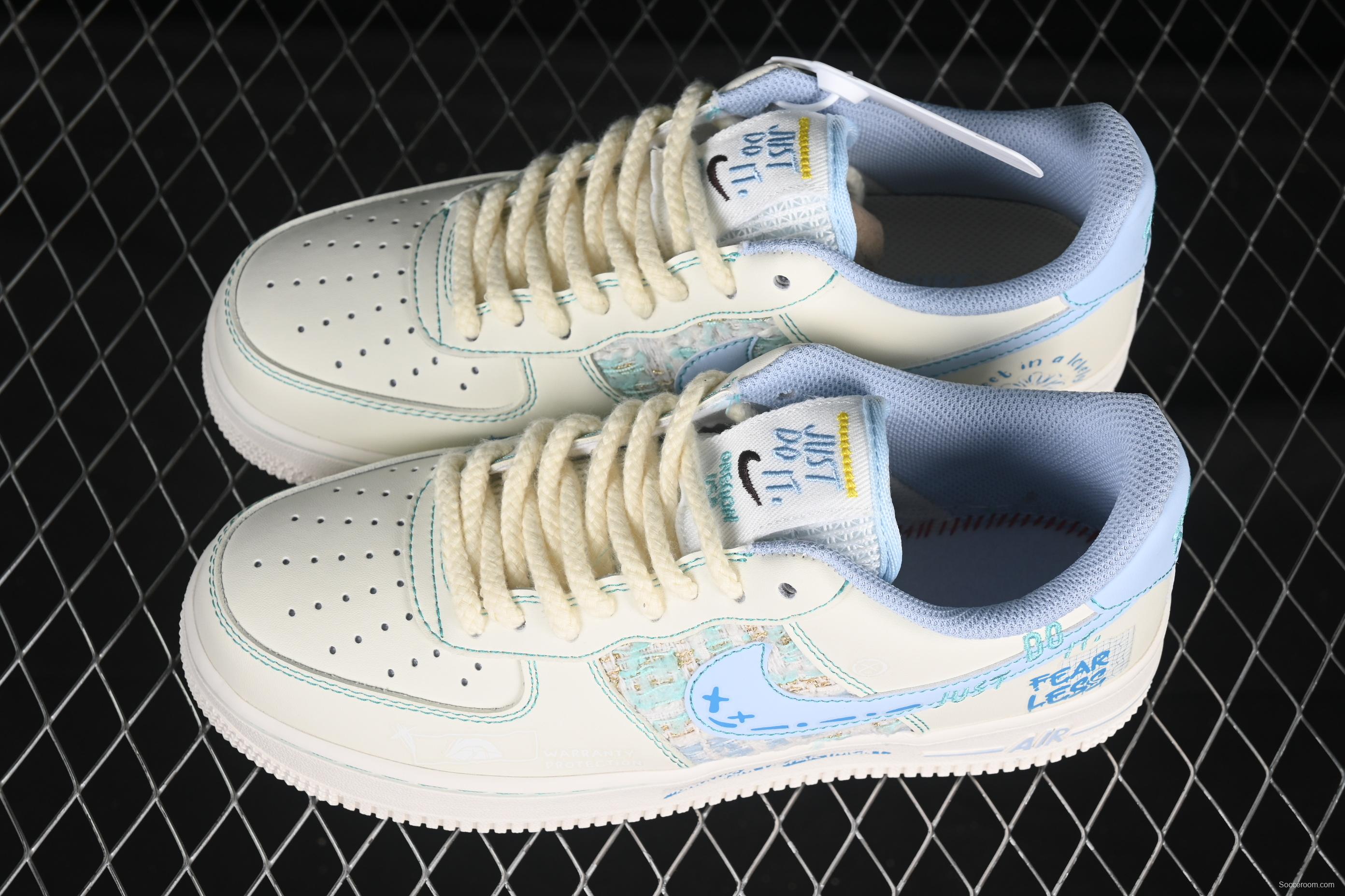 Nike Air Force 1'07 Low "Love Words" Casual Sneakers with Blue Romantic Design - FJ7740-510