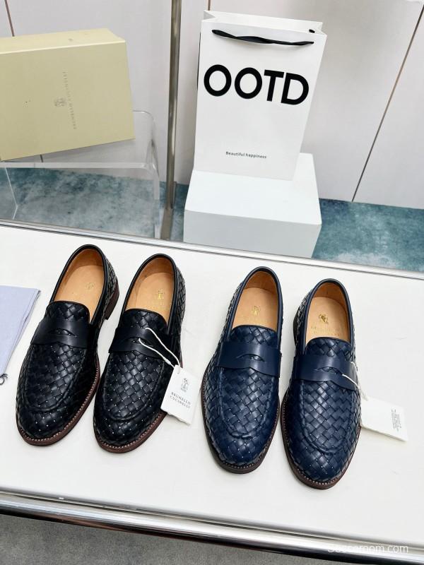 2024 Men Brunello Cucinelli Black Leather Loafers MJ00500