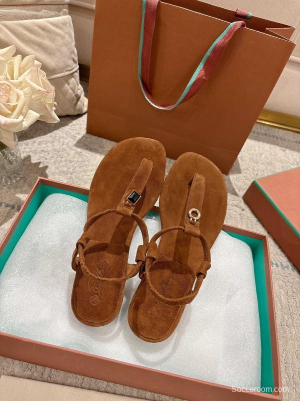 2025 Women LP Brown Suede Sandals LY00360