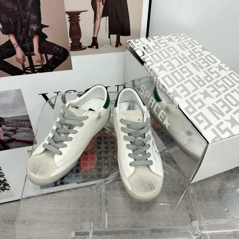 2025 Unisex GGDB White Green Leather Sneakers