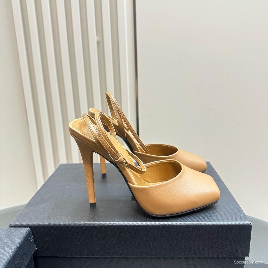 2025 Women Yves Saint Laurent Beige Calfskin Slingback Pumps