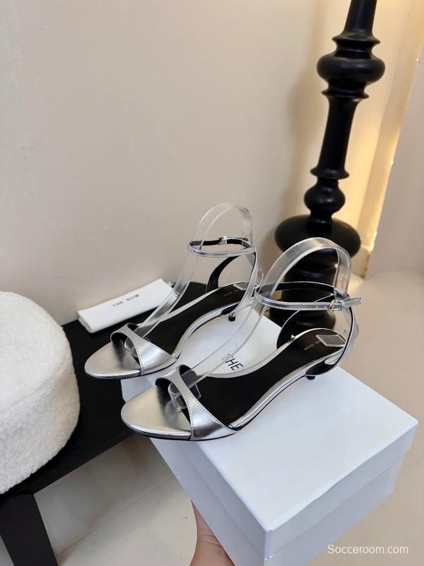 2025 Women The Row Silver Leather Sandals
