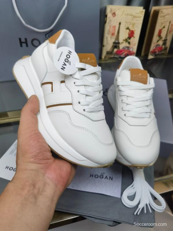 2025 Women HOGAN White Beige Leather Sneakers LY00360(F)